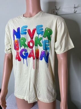 Never Broke Again Multicolor Graphic Tee - Men's Cream Shirt